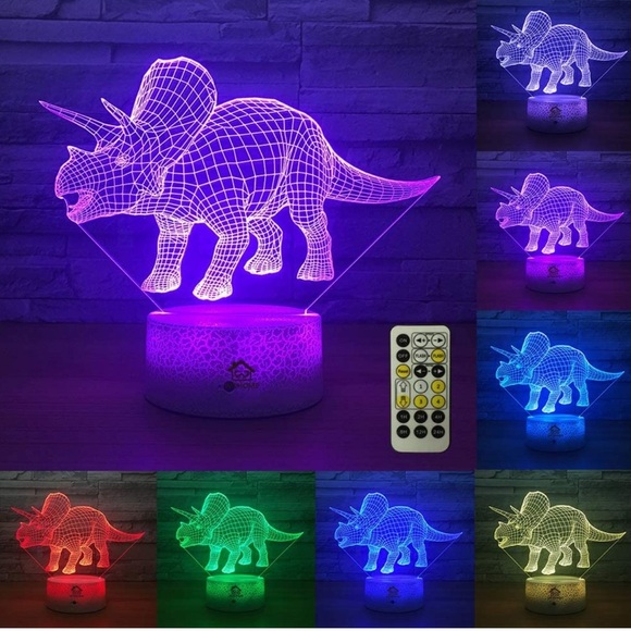 Other - 3D Night Lights Lamp 7 Colors Changing Touch Switch Remote Control (Triceratops)
